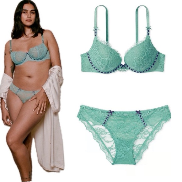 2pc Victoria’s Secret DREAM ANGELS Ribbon Slot Demi Push-Up Bra‎ & Panties Set - Picture 1 of 17